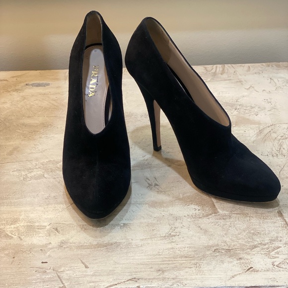 Prada Calzature Donna Suede Slip on Platform Pumps Size 38.5 Great Condition! - Picture 1 of 6